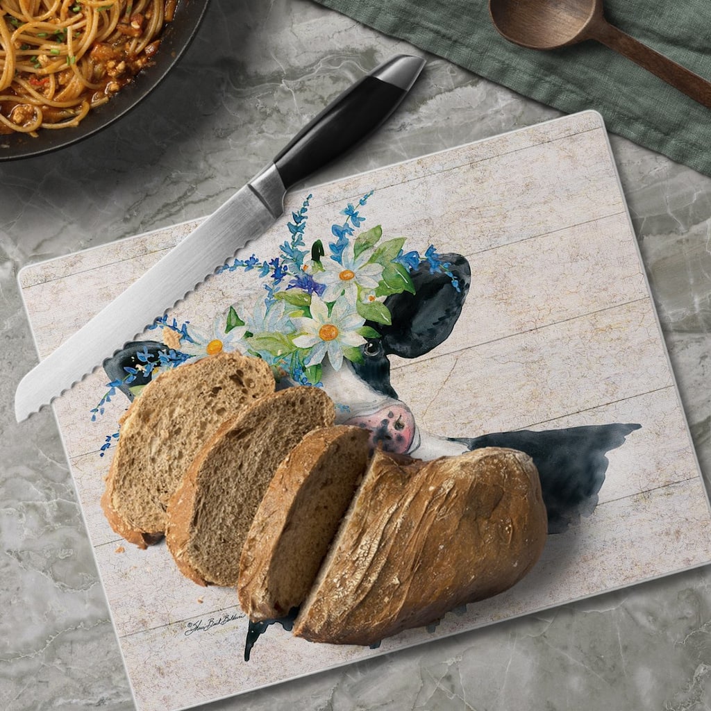 Spring Cow 3mm Heat Tolerant Tempered Glass Cutting Board 10” x 8” Manufactured in the USA Dishwasher Safe