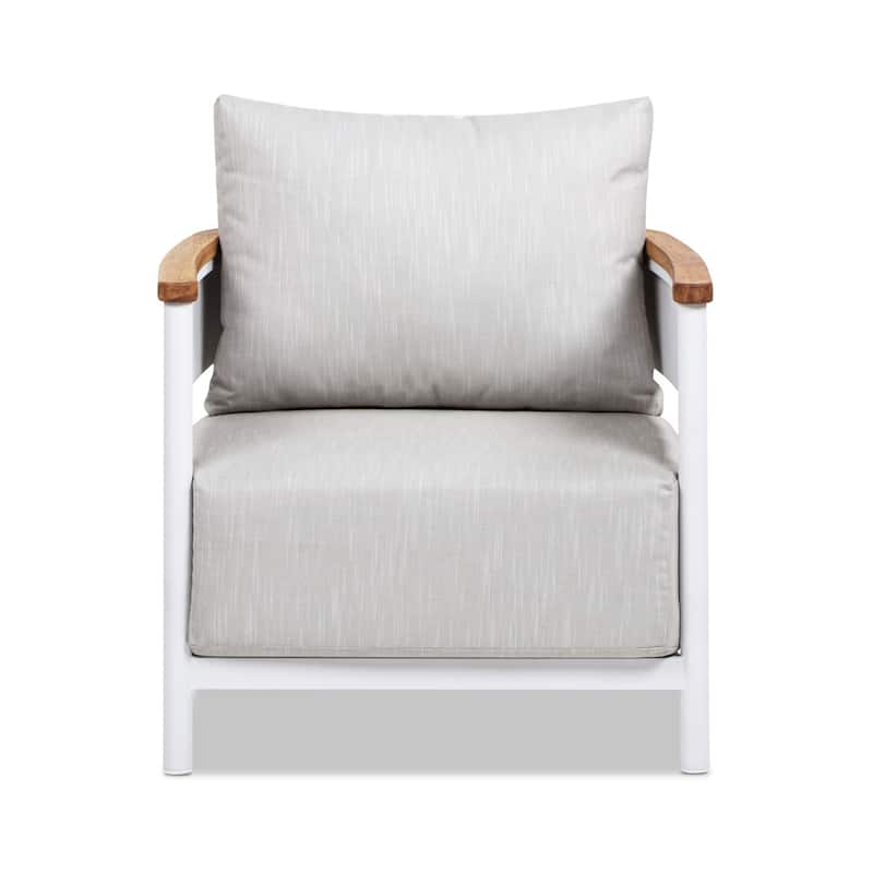 Rhodes Upholstered Teak & Aluminum Outdoor Patio Conversation Set
