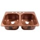 preview thumbnail 2 of 7, Santi Copper 33" Double Bowl Drop-In Kitchen Sink with 4 Holes - Left