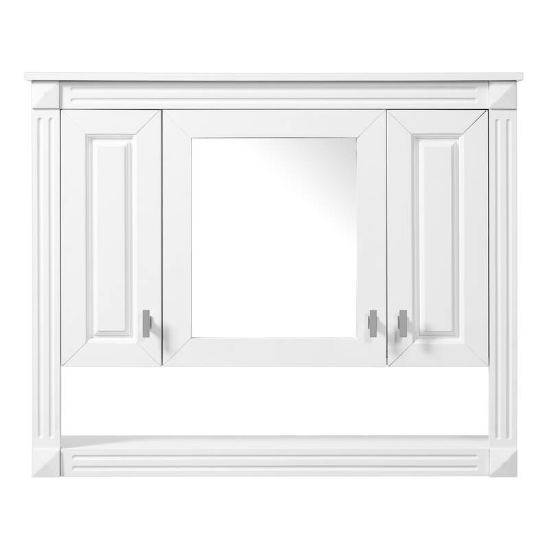 35"Bathroom Wall Cabinet with Mirror, Wall Mounted Medicine Cabinet with Open Shelf, Mirrored Door Over Toilet Storage Cabinet