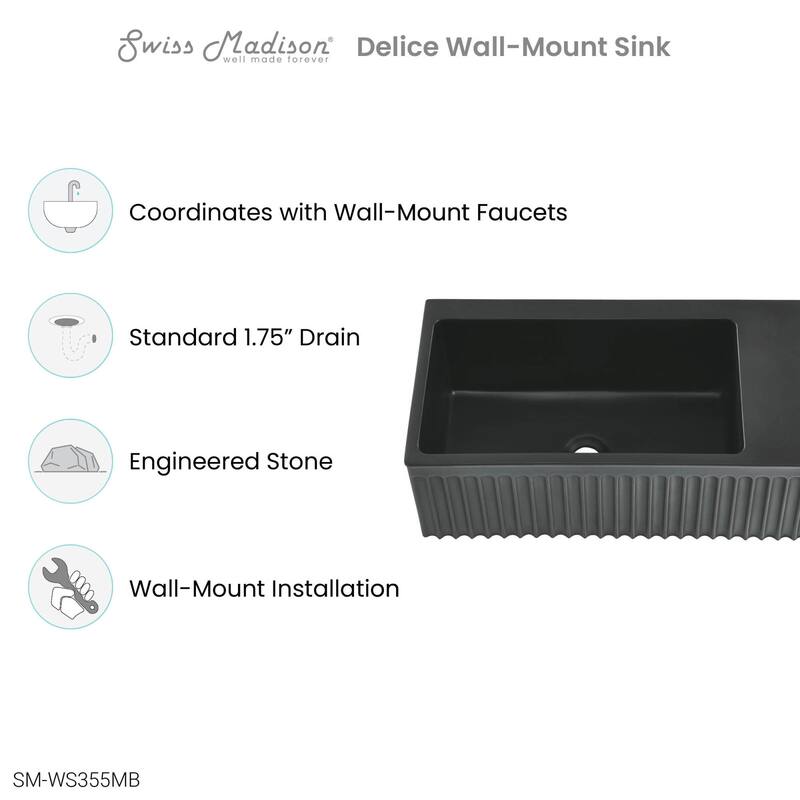 Swiss Madison SM-WS355 Delice 24" Rectangular Stone Composite Wall