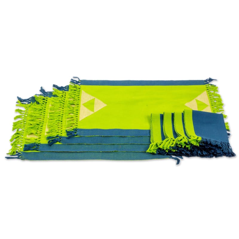Novica Handmade Paths Across The Meadow Cotton Placemats And Napkins (Set For 4)