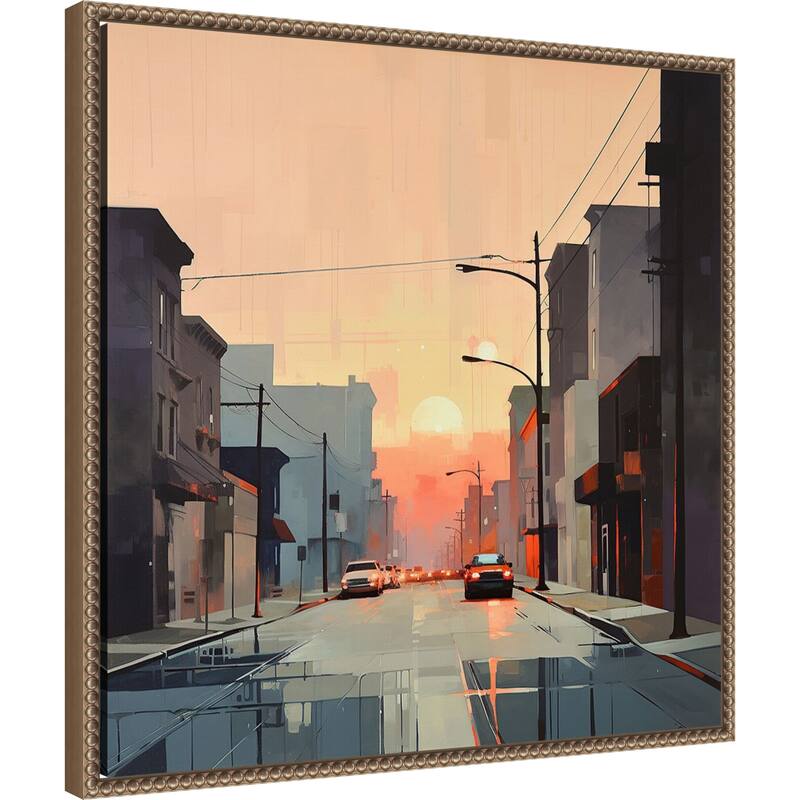 Abstract Citiscape by Tradelink inhouse artist Framed Canvas Wall Art Print