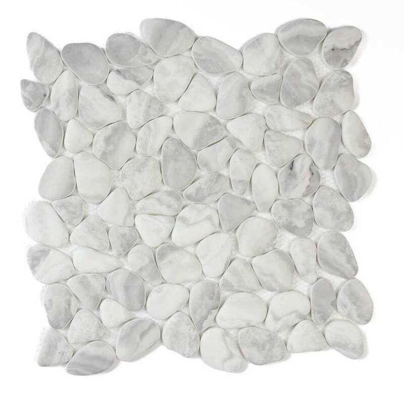 The Tile Life Huron Rock 12x12 Glacier Glass Pebble Floor & Wall Tile