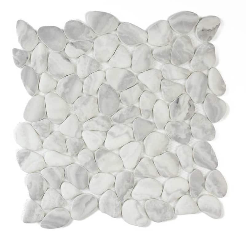 Huron Rock 12x12 Matte Glass Pebble Mosaic Tile - Floor, Wall, Backsplash