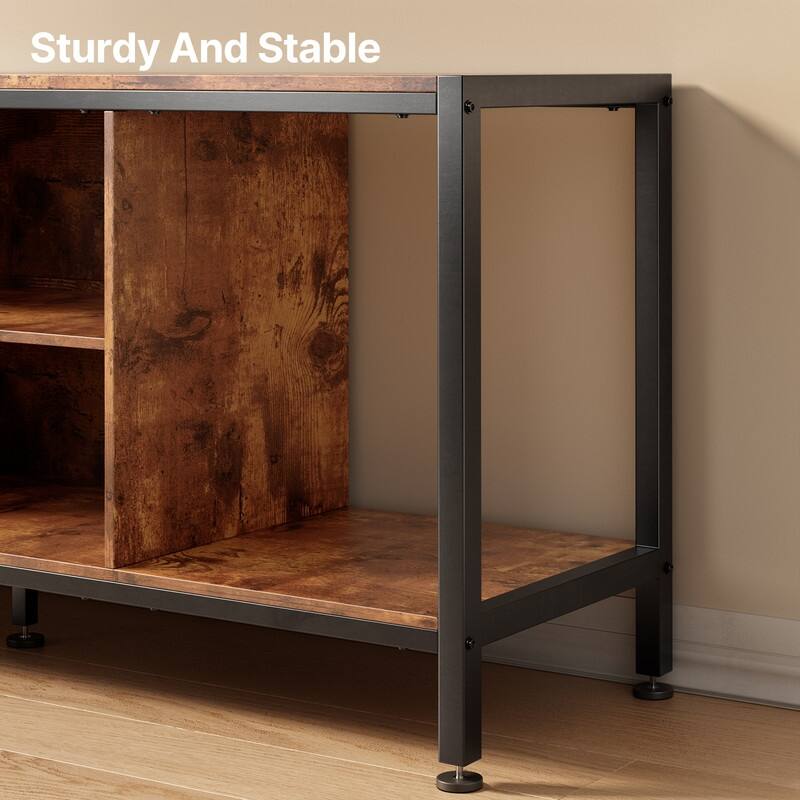 Classic Wood 55 in. TV Stand with Open Shelving for 65 in. TV 3 Tier Game & Entertainment Center TV Stand
