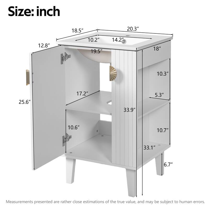 GDFStudio - Montclair French-Style Freestanding Bathroom Vanity with Ceramic Sink and Soft-Close Door & Chic Half-Moon Pulls