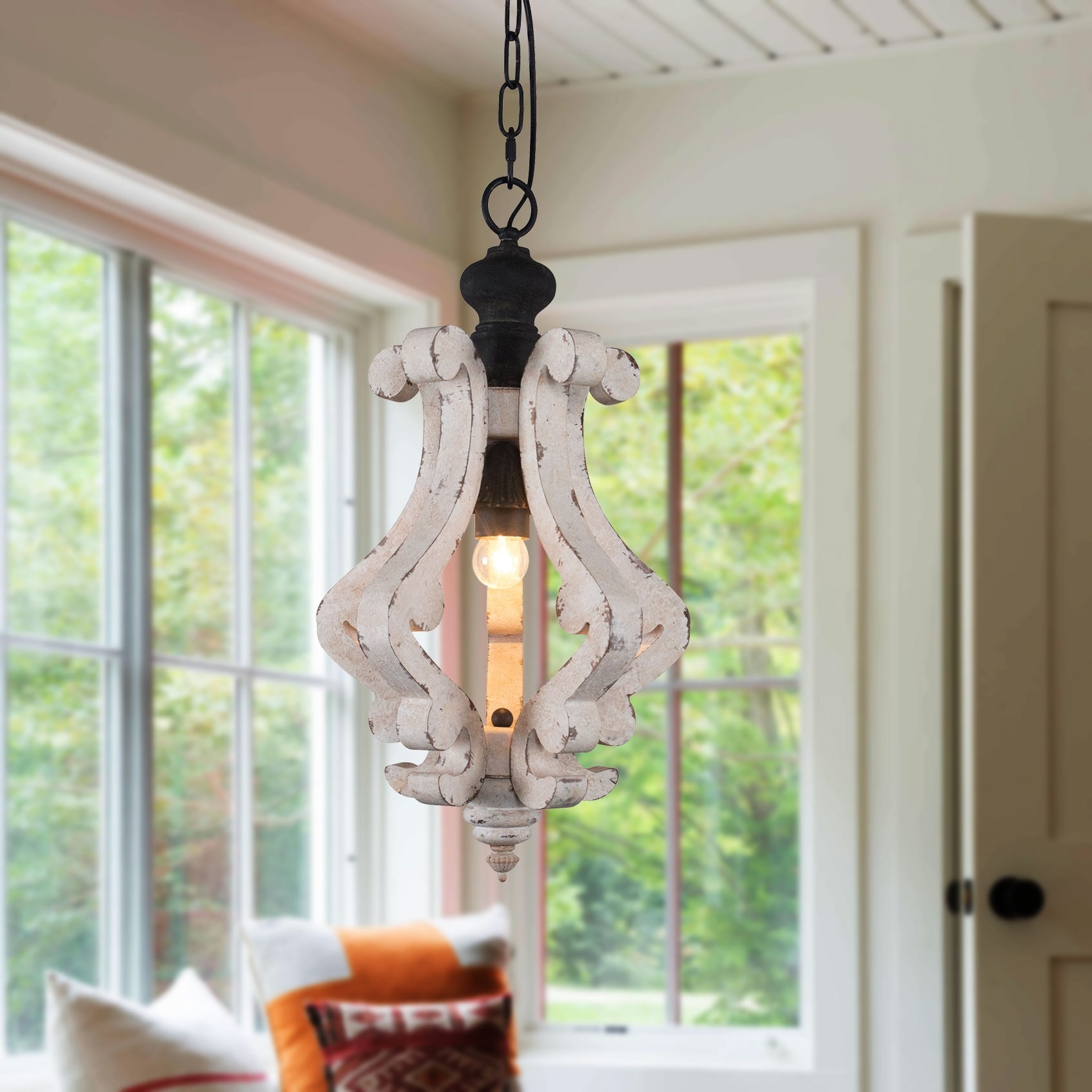 Distressed wood chandelier on sale