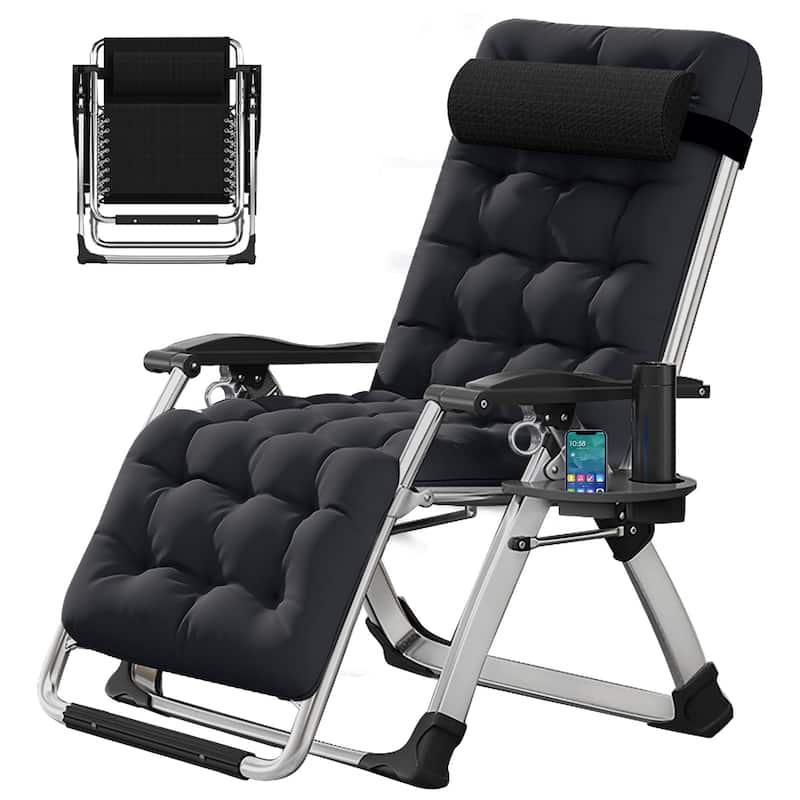 DoCred Zero Gravity Chair, Folding Adjustable Patio Lounge Chair - Black-1