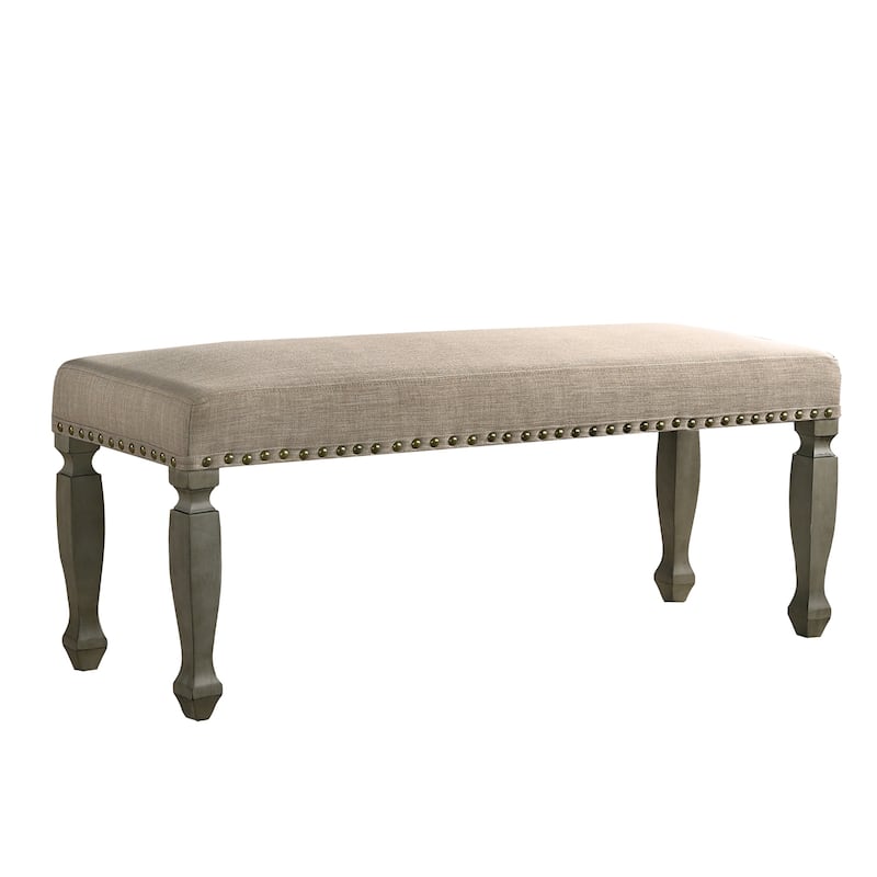 Upholstered Nailhead Bench with Wood Frame