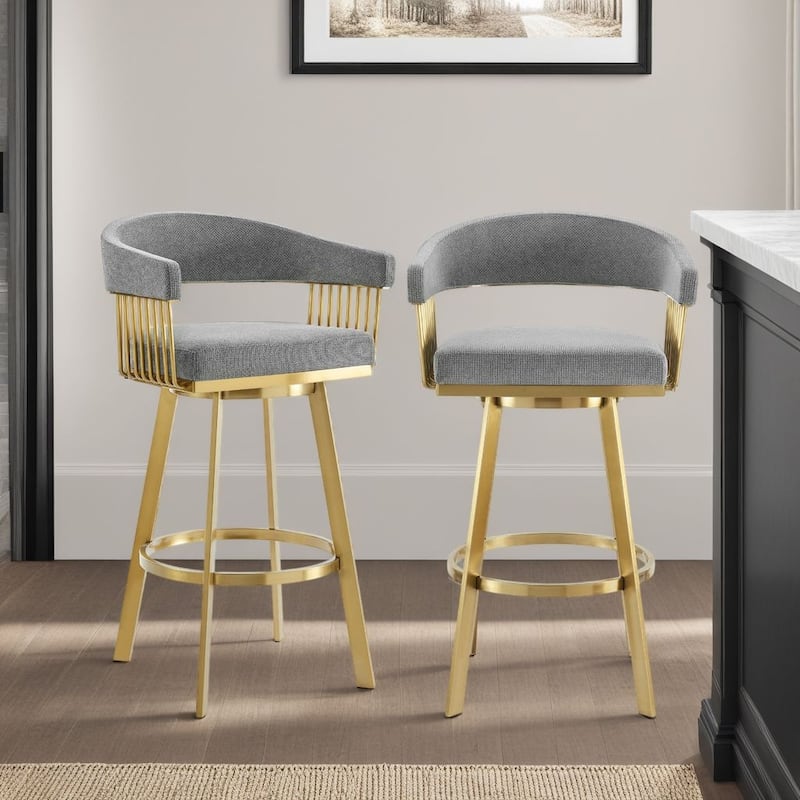 Chelsea Modern Swivel Bar Stool, Upholstered Counter Height Chair with Metal Frame