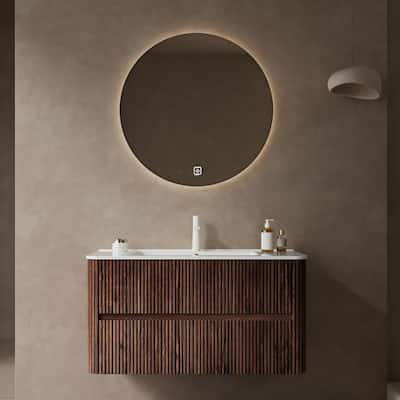 30 inch / 32 inch Floating Bathroom Vanity With Sink & Soft Close Door, Walnut