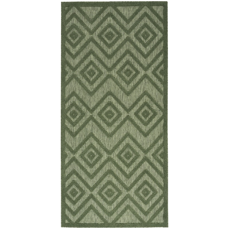 Nourison Versatile Indoor/Outdoor Geometric Flatweave Area Rug - 2' x 4' - Green