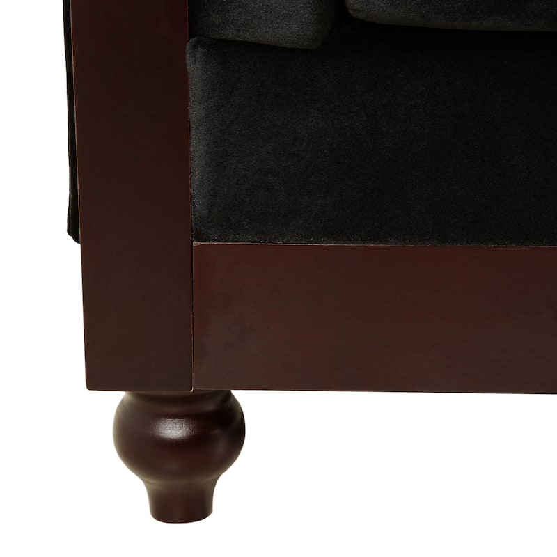 Velvet Loveseat Sofa, with Tufted Button Lounge Couch, Upholstered Sofa Couch 2-Person Rolled Armchair for Living Room