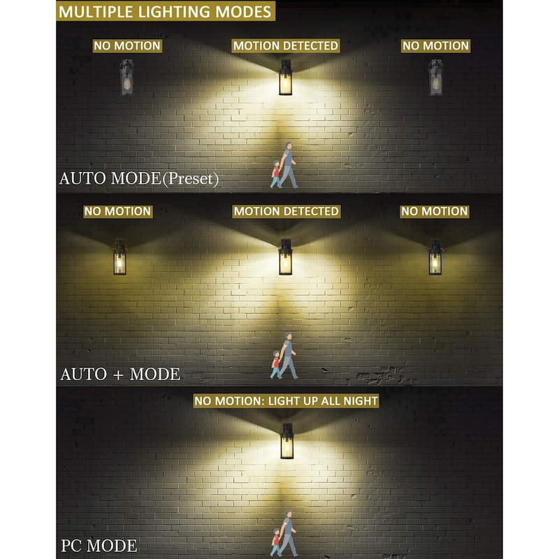 Motion Sensor Outdoor Wall Light with Seeded Glass