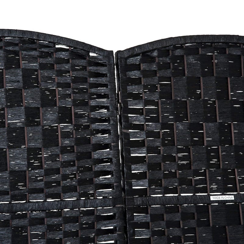 HomCom 6' Tall Wicker Weave Three Panel Room Divider Privacy Screen - Black Wood