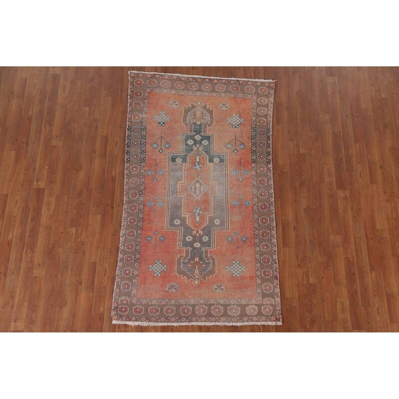 Hand Knotted Oriental 100% Wool Carpet Traditional Geometric Oranges & Rust Sirjan Area Rug - 6' 4'' X 3' 7''