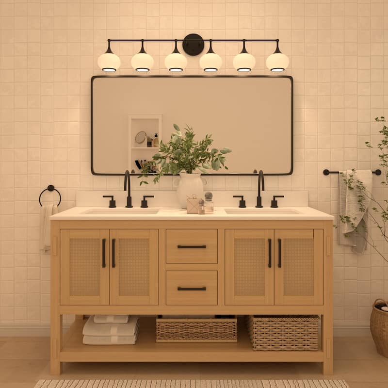 Acroma Aged Brass/Polished Chrome Finish Modern Globe Vanity Light