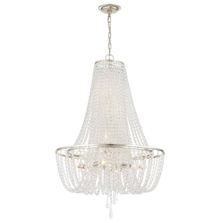 Arcadia 9 Light Antique Silver Chandelier - 24"W x 36.5"H