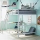 preview thumbnail 49 of 60, Traditional Wood Slat Loft Bed with Integrated Desk & Ladder