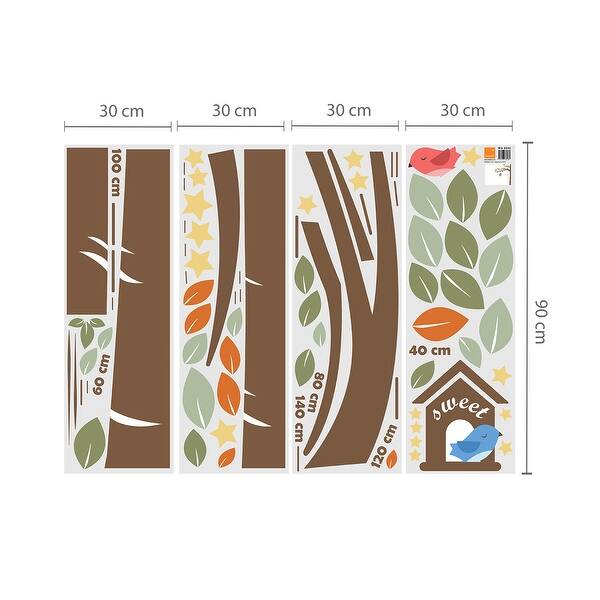dimension image slide 0 of 6, Walplus Sweet Birds Measurement Tree Wall Sticker Nursery Decor Decal