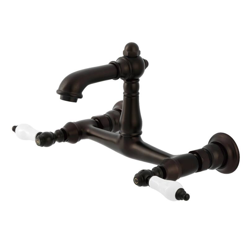 Kingston Brass English Country Two-Handle 2-Hole Wall Mount Bathroom Faucet - Oil Rubbed Bronze