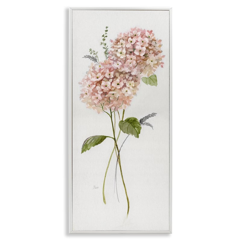 Stupell Pink Hydrangea Duo Framed Giclee Art Design By Nan - 13 x 30 - White