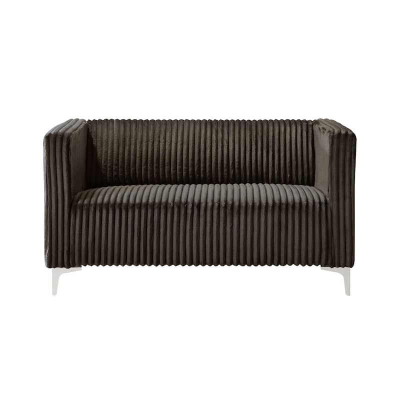 Clayfell Gavin 2-Piece Velvet Living Room Set with Loveseat and Sofa, Square Arm Design, Channel Tufted Upholstery