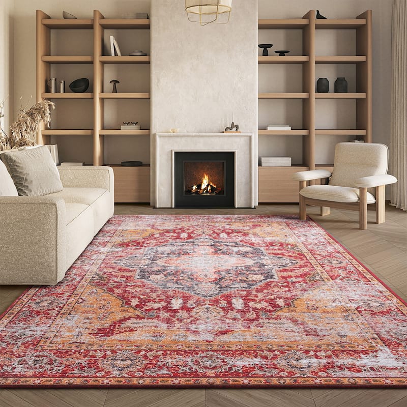 SAFAVIEH Tucson Machine Washable Slip Resistant Effa Traditional Rug