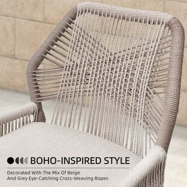 PURPLE LEAF Bar Stools Set of 4 Outdoor Bar Height Metal Stools Modern Wicker Rattan Barstools with Back Aluminum