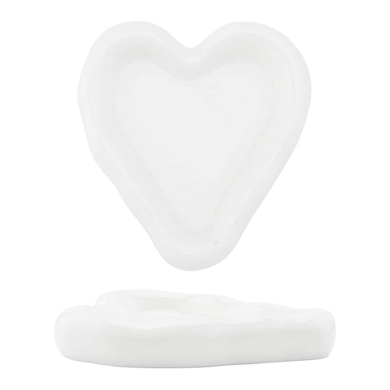 Ceramic Jewelry Tray, Decorative Trinket Ring Dish for Organizing Earrings Necklaces Bracelets - 15.5*13.5*2.5cm