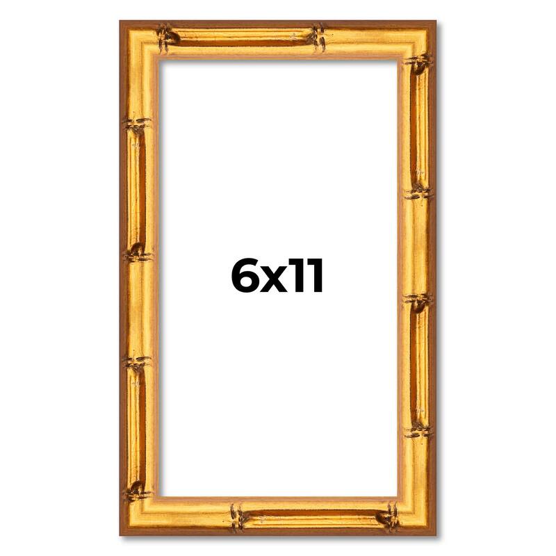6x11 Frame Gold Bamboo Picture Frame Modern Photo Frame Includes UV Acrylic Shatter Guard Front Acid Free Foam Backing Board