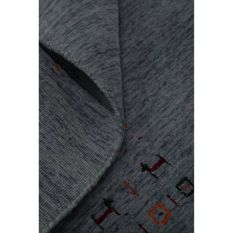 Hand Knotted Oriental 100% Wool Carpet Tribal Animal Pictorial Navy Blue & Blues Gabbeh Area Rug - 9' 10'' X 7' 11''