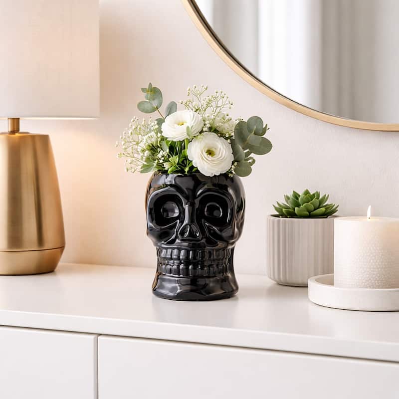 Decorative Ceramic Skull Table Vase