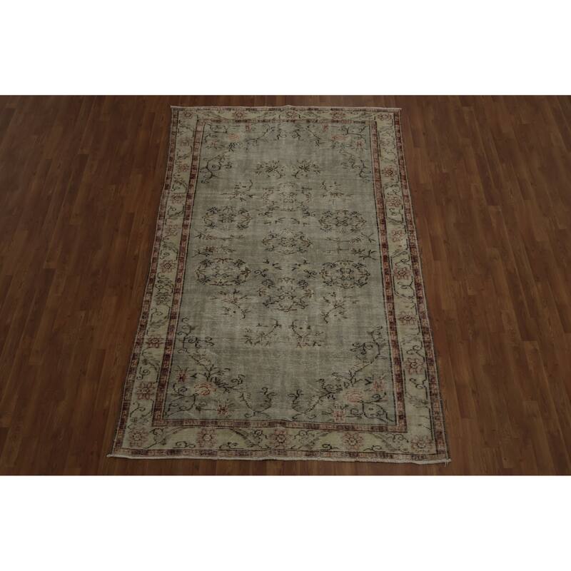 Hand Knotted Oriental 100% Wool Carpet Transitional Floral Green Anatolian Area Rug - 8' 8'' X 5' 6''