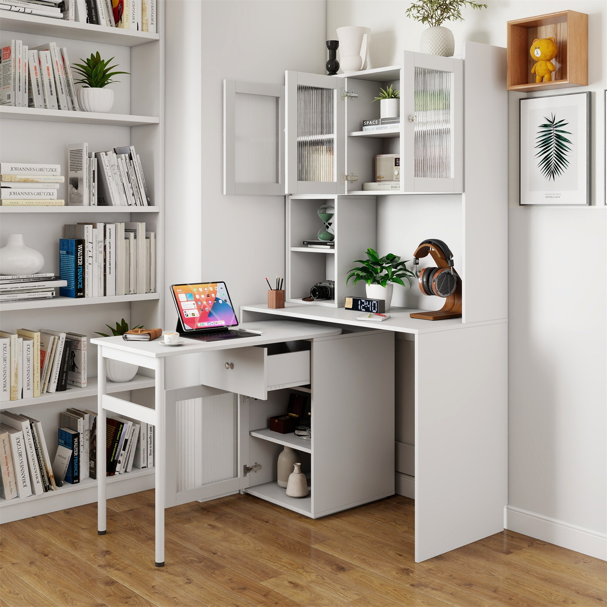 Computer Desk with Hutch & Bookshelf - Overstock - 43215514