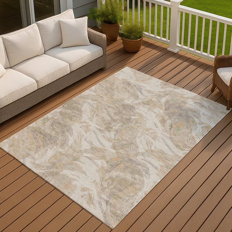 Machine Washable Indoor/ Outdoor Casual Amy Chantille Rug - Khaki - 9' x 12'