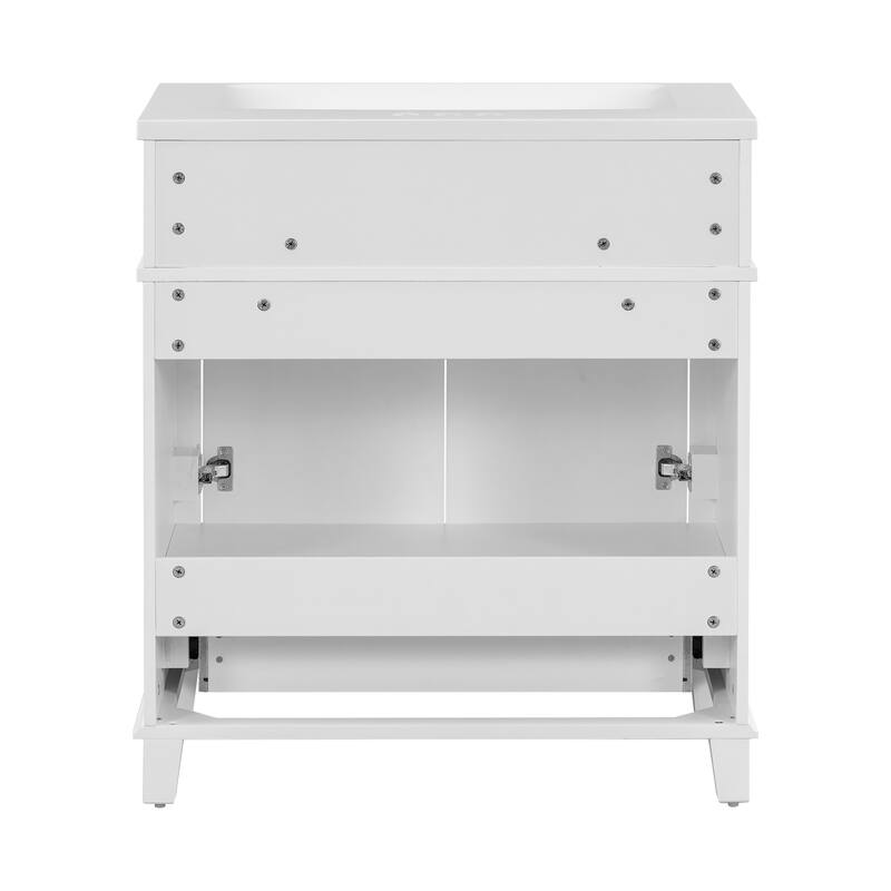 30-Inch Blue Modern Bathroom Vanity with Resin Sink, Soft-Close Doors & Multi-Purpose Storage Cabinet