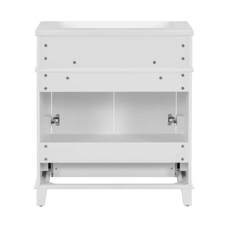 Roomfitters 30" Vanity with Resin Sink, Solid Wood Cabinet with Soft Closing Doors, Retro Freestanding Storage Style