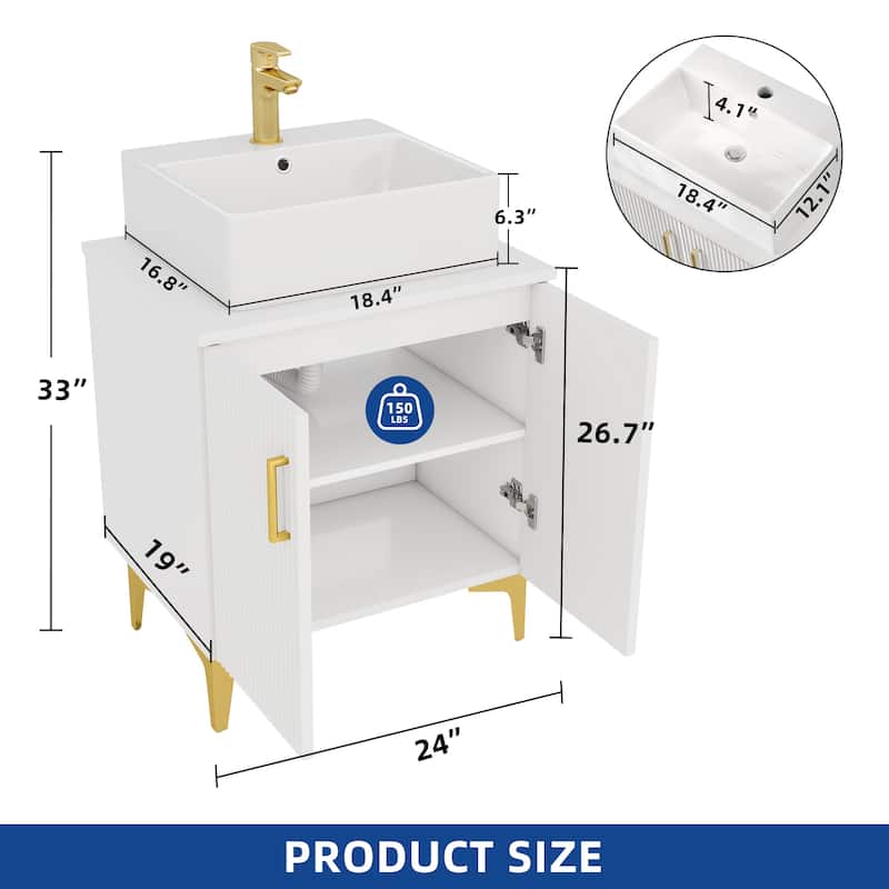 Moasis 24 Inch/30Inch Bathroom Vanity Storage Cabinet Vanity with Counter Top Sink