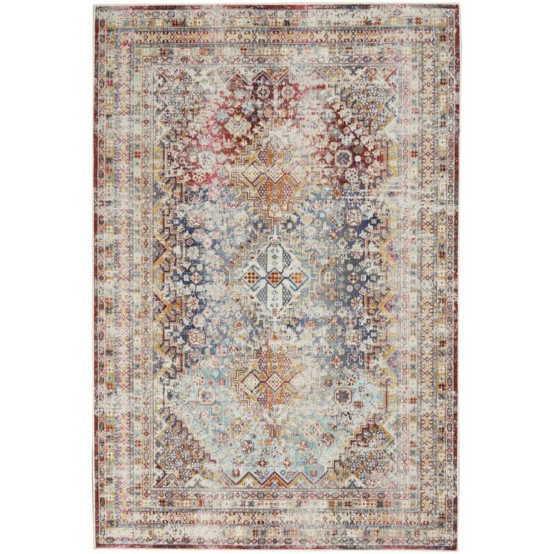 HomeRootsGeometric Traditional Rectangle Area Rug - 94' X '63' X '0.5