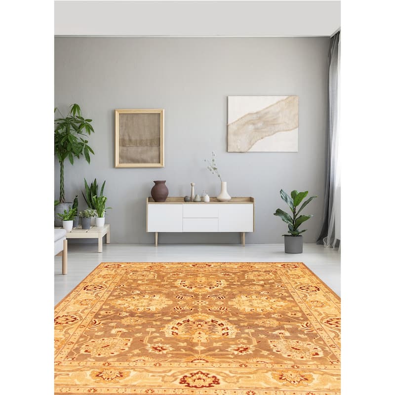 Hand-knotted Double Knot Brown Wool Rug - Bed Bath & Beyond - 31416546