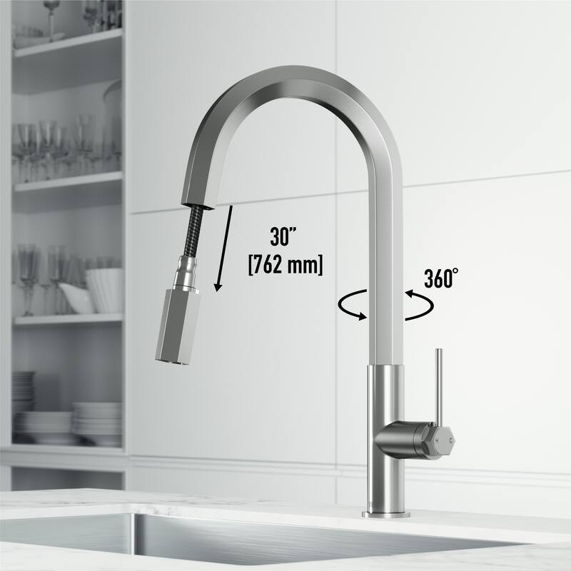 VIGO Hart Hexad 18" H Single Handle Pull-Down Kitchen Faucet