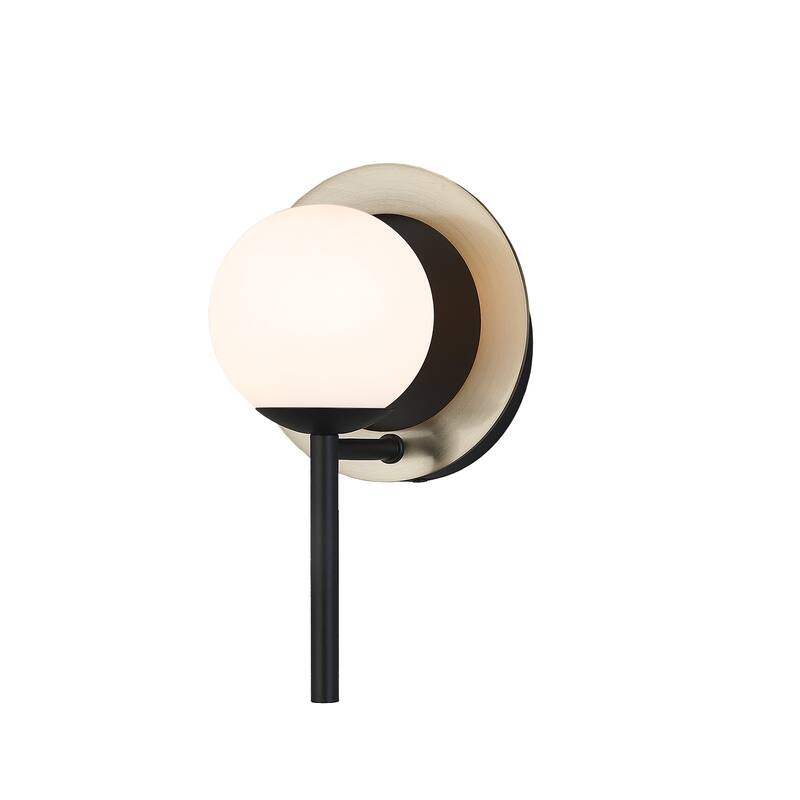 Justice Design Group EVOLV Fusion Halo 1-Light Matte Black with Brass Ring Wall Sconce