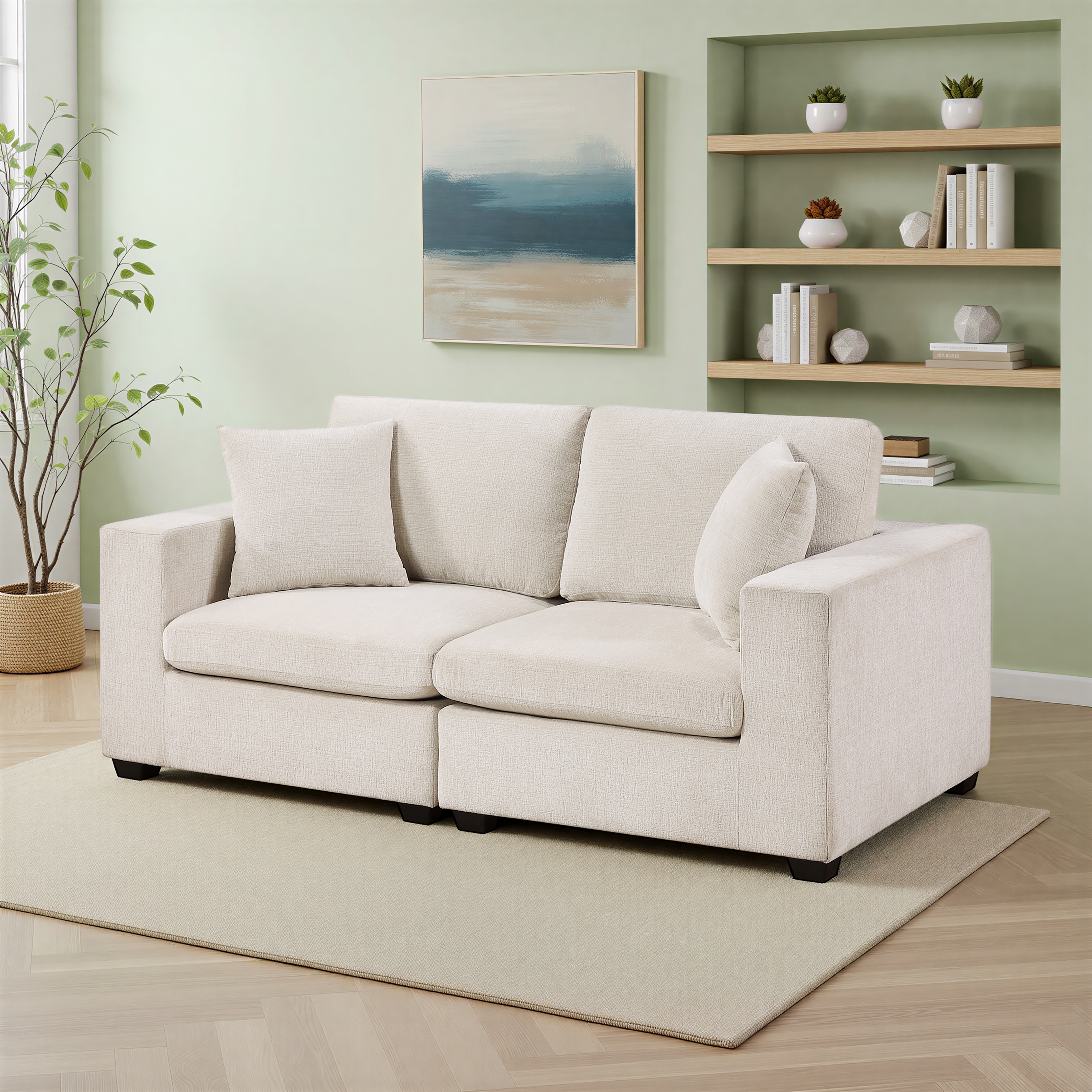 Brixton 84" Chenille Living Room 2-seater Loveseat with Pillows