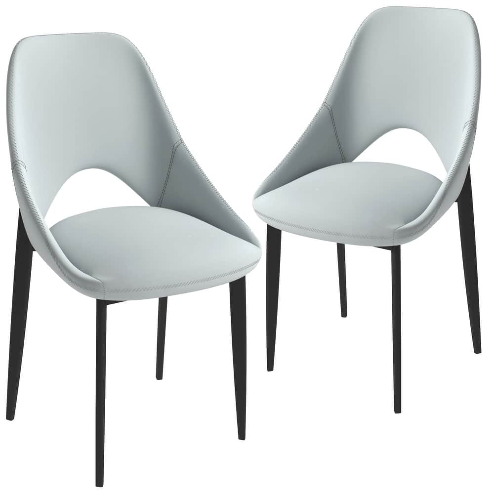 Amalfi Set of 2 Dining Chairs- Elegant Mid-Century Modern Chair w Open Back & Metal Legs for Kitchen, Dining Room & Small Spaces