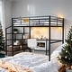 preview thumbnail 2 of 11, Full Size Metal Loft Bed with Desk and Lateral Storage Ladder, Black
