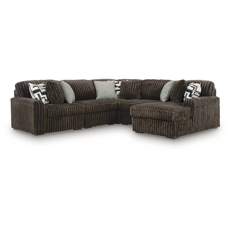 Signature Design by Ashley Midnight-Madness Dark Brown 5-Piece Sectional with Chaise - Left Facing