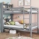 preview thumbnail 2 of 21, Twin Over Twin Bunk Bed with Storage Shelves, Rubber Wood Twin Beds with Guardrails & Ladder, Can be Convertible 2 Beds for Kids