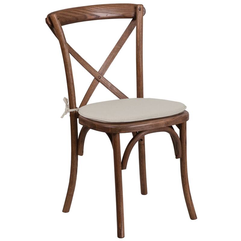 2 Pk. Stackable Wood Cross Back Chair with Cushion